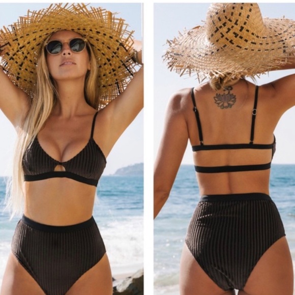 Cupshe Swim Nwt Cupshe Bohi Brown Velvet Smocked Bikini Poshmark
